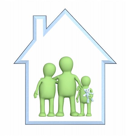 simsearch:400-04594724,k - Happy family in the house. Object over white Stock Photo - Budget Royalty-Free & Subscription, Code: 400-04552112