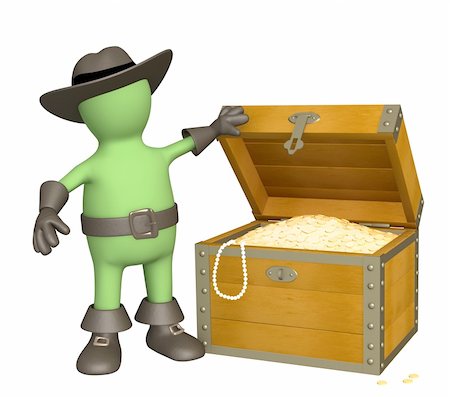 simsearch:400-04092861,k - Puppet - pirate with treasure Fotografie stock - Microstock e Abbonamento, Codice: 400-04552121