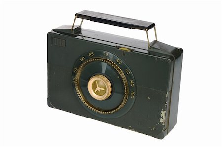 simsearch:400-04666848,k - Vintage retro portable radio isolated on white background Photographie de stock - Aubaine LD & Abonnement, Code: 400-04552387
