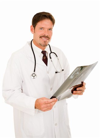 simsearch:400-05088218,k - Handsome, friendly doctor holding x-ray or MRI film.  Isolated on white. Stock Photo - Budget Royalty-Free & Subscription, Code: 400-04552598