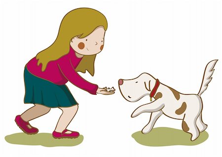 Girl giving cookies to her dog Stock Photo - Budget Royalty-Free & Subscription, Code: 400-04552738