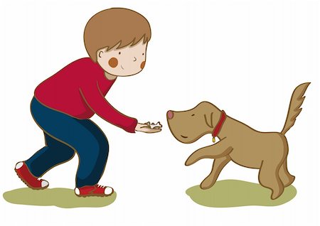 Boy giving cookies to his dog Stock Photo - Budget Royalty-Free & Subscription, Code: 400-04552739