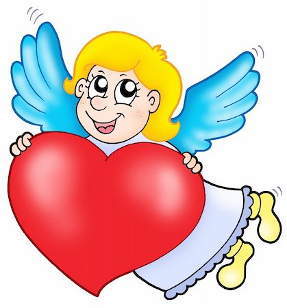 simsearch:400-04267372,k - Smiling cupid with heart - color illustration. Photographie de stock - Aubaine LD & Abonnement, Code: 400-04552771
