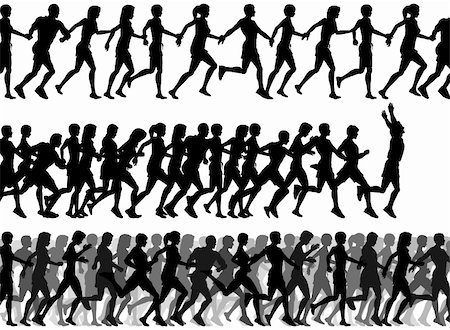 Three editable vector foregrounds of people running with all figures as separate elements Stock Photo - Budget Royalty-Free & Subscription, Code: 400-04552939