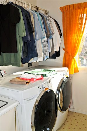 Laundry room with modern washer and dryer Stock Photo - Budget Royalty-Free & Subscription, Code: 400-04553262