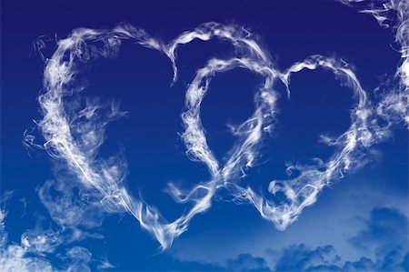 simsearch:400-09268408,k - Hearts shaped clouds on sky Stock Photo - Budget Royalty-Free & Subscription, Code: 400-04553362
