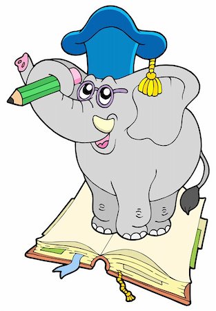 simsearch:400-07258580,k - Elephant teacher standing on book - vector illustration. Fotografie stock - Microstock e Abbonamento, Codice: 400-04553370