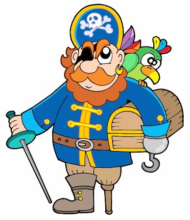 rover - Pirate holding treasure chest - vector illustration. Photographie de stock - Aubaine LD & Abonnement, Code: 400-04553371