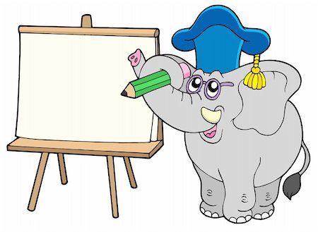 simsearch:400-05755412,k - Writing elephant teacher with tablet - vector illustration. Photographie de stock - Aubaine LD & Abonnement, Code: 400-04553373