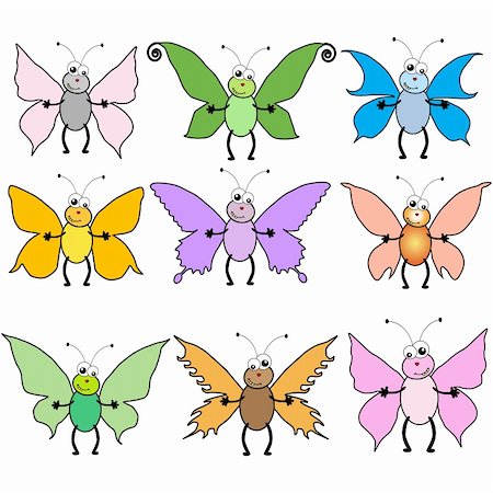 Collection of funny butterflies with different wings Stock Photo - Budget Royalty-Free & Subscription, Code: 400-04553603