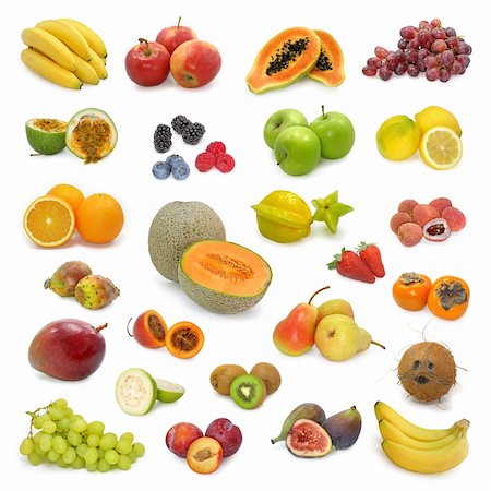 mixed fruits collection on white Stock Photo - Budget Royalty-Free & Subscription, Code: 400-04553707