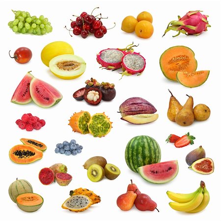 mixed fruits collection isolated on white background Foto de stock - Super Valor sin royalties y Suscripción, Código: 400-04553721