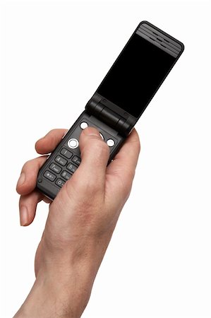 simsearch:400-06429921,k - Phone in a hand on a white background Stockbilder - Microstock & Abonnement, Bildnummer: 400-04553774