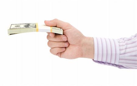 simsearch:400-05388227,k - Dollars in hand isolated on white background Fotografie stock - Microstock e Abbonamento, Codice: 400-04553940