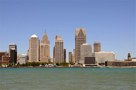 fleuve détroit - US city skyline and downtown - Detroit Photographie de stock - Aubaine LD & Abonnement, Code: 400-04564282