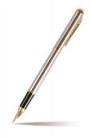 simsearch:400-05122820,k - ink pen with gold feather on white background Stock Photo - Budget Royalty-Free & Subscription, Code: 400-04564343