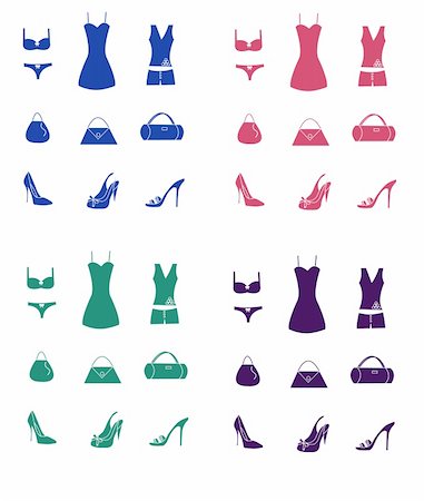 simsearch:400-06080608,k - Illustration of clothes, shoes, bags in different colors Photographie de stock - Aubaine LD & Abonnement, Code: 400-04564390