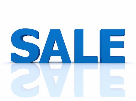 reduced sign in a shop - 3d rendered illustration of the blue word "sale" Stock Photo - Budget Royalty-Free & Subscription, Code: 400-04564596
