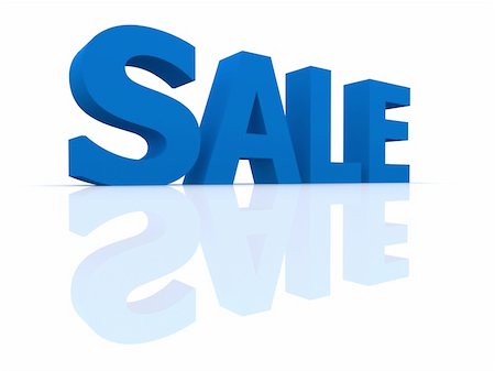 reduced sign in a shop - 3d rendered illustration of the blue word "sale" Stock Photo - Budget Royalty-Free & Subscription, Code: 400-04564597