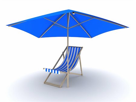 simsearch:400-05215932,k - 3d rendered illustration of a deck chair under a sunshade Foto de stock - Super Valor sin royalties y Suscripción, Código: 400-04564607