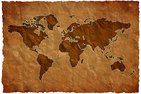 World map on crumple sheet background Photographie de stock - Aubaine LD & Abonnement, Code: 400-04564662