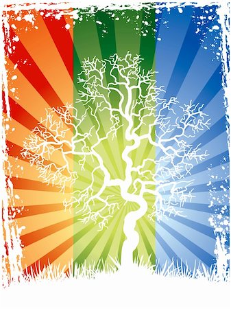 Abstract white tree on a colorful background Stock Photo - Budget Royalty-Free & Subscription, Code: 400-04564778