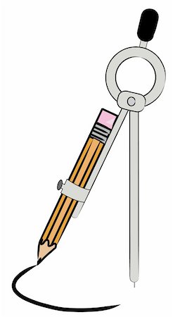 simsearch:400-09080859,k - geometry compass with pencil and part drawn circle Photographie de stock - Aubaine LD & Abonnement, Code: 400-04565016