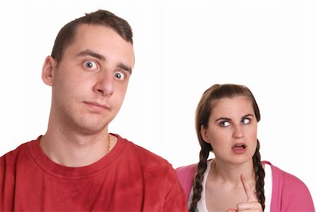 simsearch:400-08338944,k - young lady shouting at exasperated young man - humorous concept Stock Photo - Budget Royalty-Free & Subscription, Code: 400-04565206