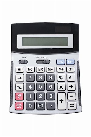 Calculator isolated on white background. Shallow depth of field Stock Photo - Budget Royalty-Free & Subscription, Code: 400-04565518