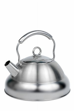 Modern metal teapot on a white background Stock Photo - Budget Royalty-Free & Subscription, Code: 400-04565841