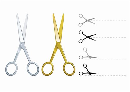 paper cut illustration - Set of vector silver and gold scissors cutting paper Stock Photo - Budget Royalty-Free & Subscription, Code: 400-04566024
