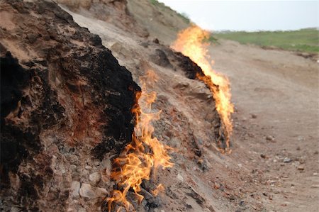 Nature burning ground in Yanardag, Azerbaijan Stock Photo - Budget Royalty-Free & Subscription, Code: 400-04566153