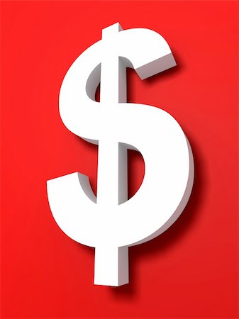 3d rendered illustration of a white dollar sign on a red background Stock Photo - Budget Royalty-Free & Subscription, Code: 400-04566177