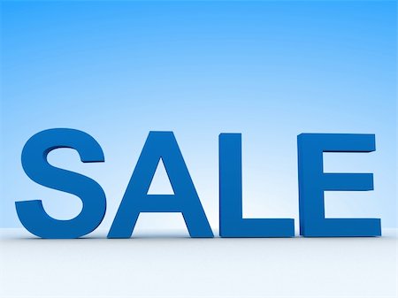 reduced sign in a shop - 3d rendered illustration of the word sale on a blue background Stock Photo - Budget Royalty-Free & Subscription, Code: 400-04566193