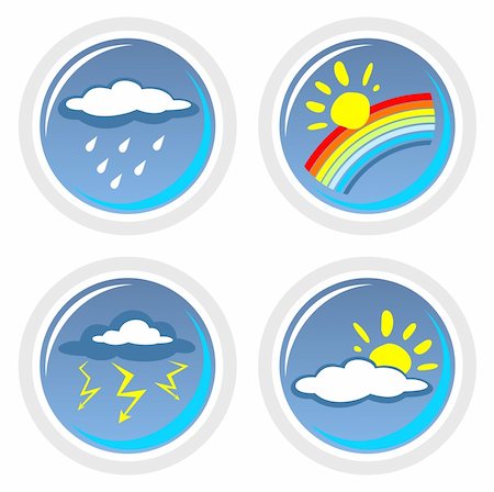 Four ornate weather symbols isolated on a white background. Stock Photo - Budget Royalty-Free & Subscription, Code: 400-04566237
