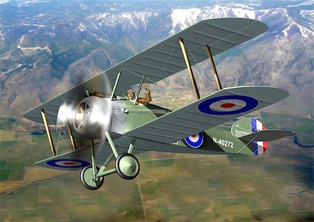 An RAF Sopwith Camel flying high above a mountainous region Foto de stock - Royalty-Free Super Valor e Assinatura, Número: 400-04566278