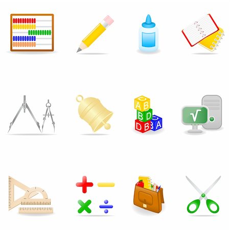 Icon set with school symbols Stock Photo - Budget Royalty-Free & Subscription, Code: 400-04566941