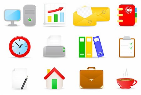 Vector illustration of office icons Stock Photo - Budget Royalty-Free & Subscription, Code: 400-04566943