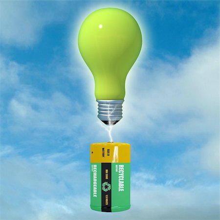 simsearch:400-04775658,k - virtual sight of a light bulb loaded by an energy clean battery Photographie de stock - Aubaine LD & Abonnement, Code: 400-04567084