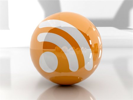 simsearch:400-05671068,k - Feed or Rss icon, used in  internet transmision and  association with open web syndication formats such as RSS and Atom. 3D with reflect. Stock Photo - Budget Royalty-Free & Subscription, Code: 400-04567289