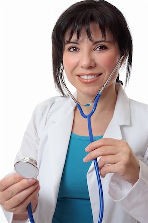 Cheerful, female doctor holding a stethoscope instrument. Stock Photo - Budget Royalty-Free & Subscription, Code: 400-04567508