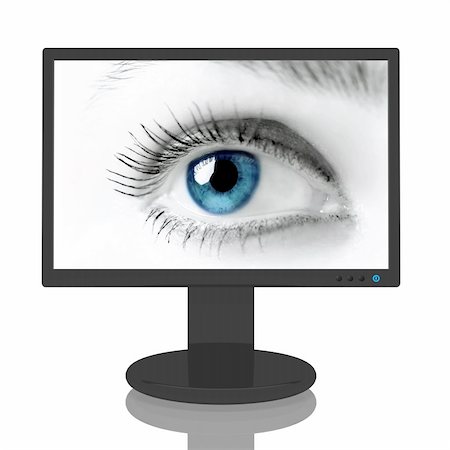 simsearch:400-04020281,k - Computer screen with image of a blue eye. Photographie de stock - Aubaine LD & Abonnement, Code: 400-04567634