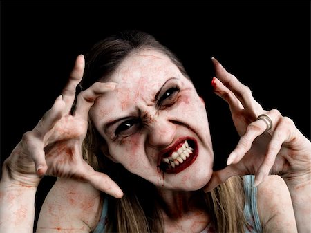 simsearch:400-04255649,k - Portrait photo of a scary undead or zombie female human Foto de stock - Royalty-Free Super Valor e Assinatura, Número: 400-04567648