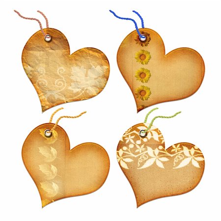 simsearch:400-04566378,k - Gift tags in the form of heart. Isolated on a white background Photographie de stock - Aubaine LD & Abonnement, Code: 400-04567785