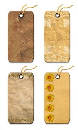 simsearch:400-04566378,k - Gift tags old-fashioned. Isolated on a white background Photographie de stock - Aubaine LD & Abonnement, Code: 400-04567783