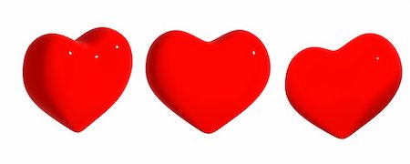 simsearch:400-04661261,k - Three hearts of red color. Object over white Stock Photo - Budget Royalty-Free & Subscription, Code: 400-04567949