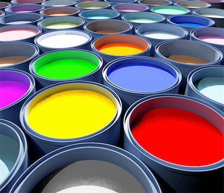 painter palette photography - color paint tank, abstract background Foto de stock - Super Valor sin royalties y Suscripción, Código: 400-04568174