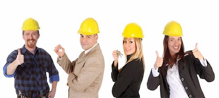 smiling industrial workers group photo - business team and construction worker on white background Stock Photo - Budget Royalty-Free & Subscription, Code: 400-04568424
