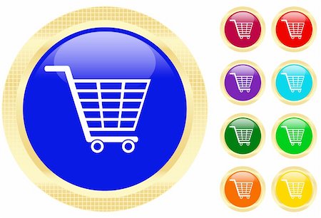 simsearch:400-04442555,k - Shopping cart icon on shiny buttons Photographie de stock - Aubaine LD & Abonnement, Code: 400-04568577