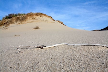 Blue sky and a white sand hill frame a hiking trail at the National Seashore in Massachusetts. Foto de stock - Royalty-Free Super Valor e Assinatura, Número: 400-04568589